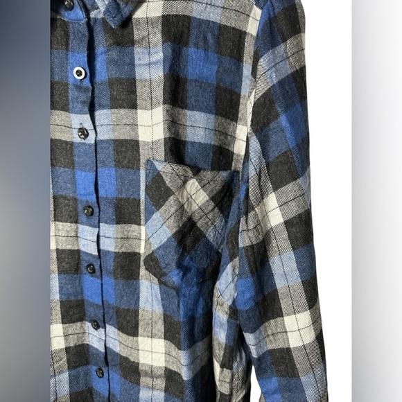Torrid Blue Black Plaid Button Down Flannel Shirt Women’s Size 0 - Picture 3 of 7